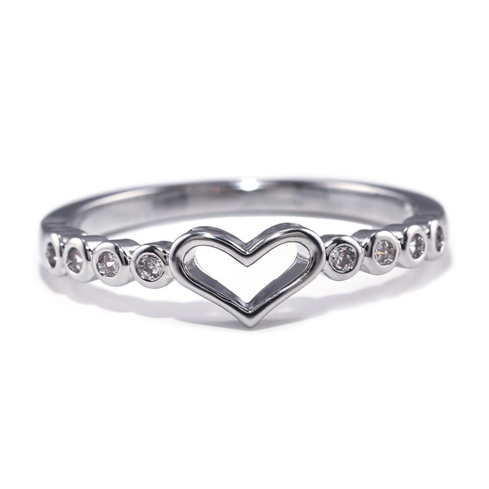 Super Lovely Heart Sweet Many Tiny Zircon Filled Silver Ring for Women, VIP459 - Picture 5 of 8
